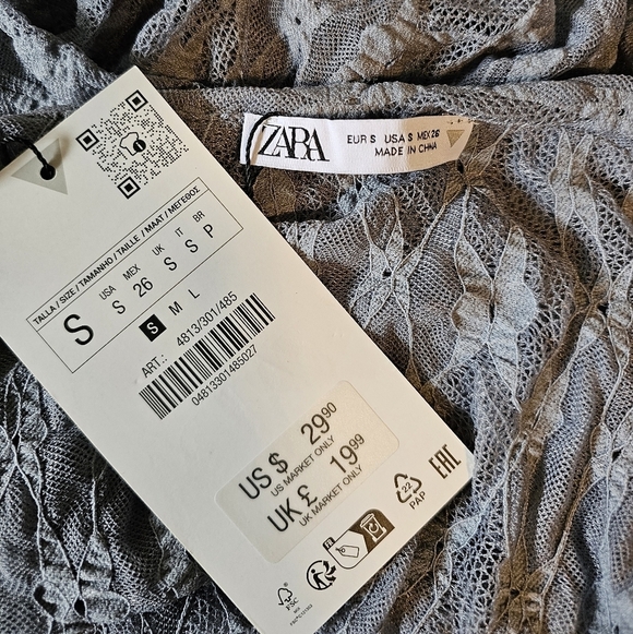 Zara Women's Off The Shoulder Lace Bodysuit | Bluish Gray | SMALL - Picture 9 of 12